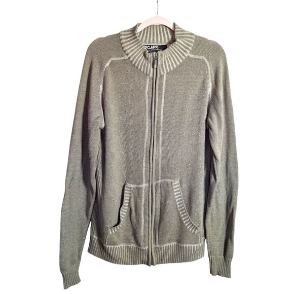 Carbon Mens Zip Up Mock Sweater Gray Classic Athleisure Business Casual Large - Picture 1 of 10